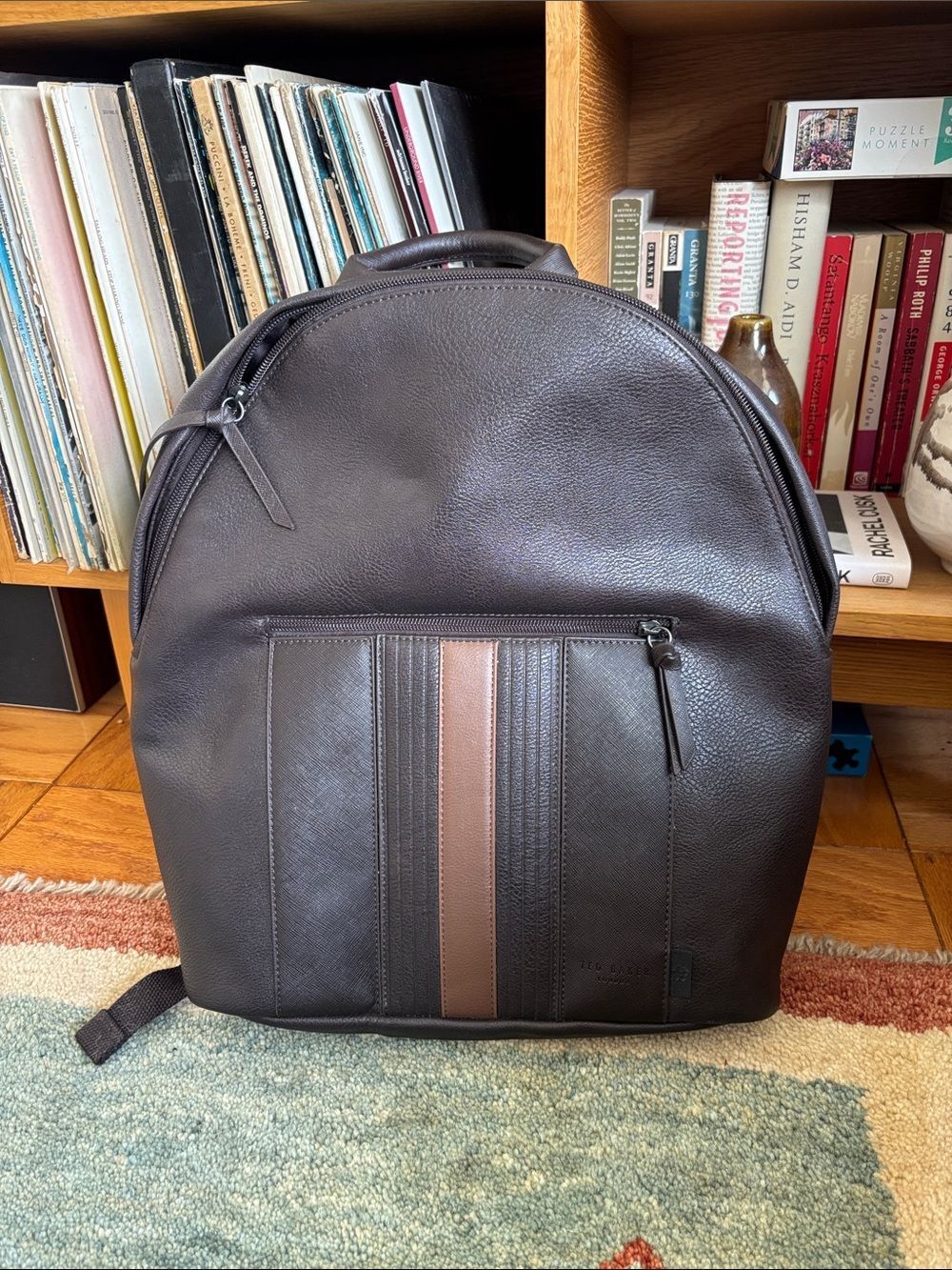 Ted Baker Brown Backpack with Tan Center Stripe